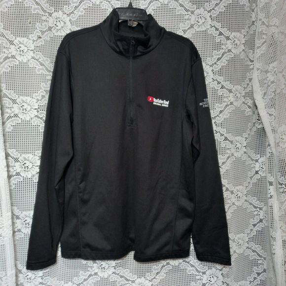 The North Face Youtube Red Men's Full Zip Black Collar Jacket Size L - Picture 1 of 10